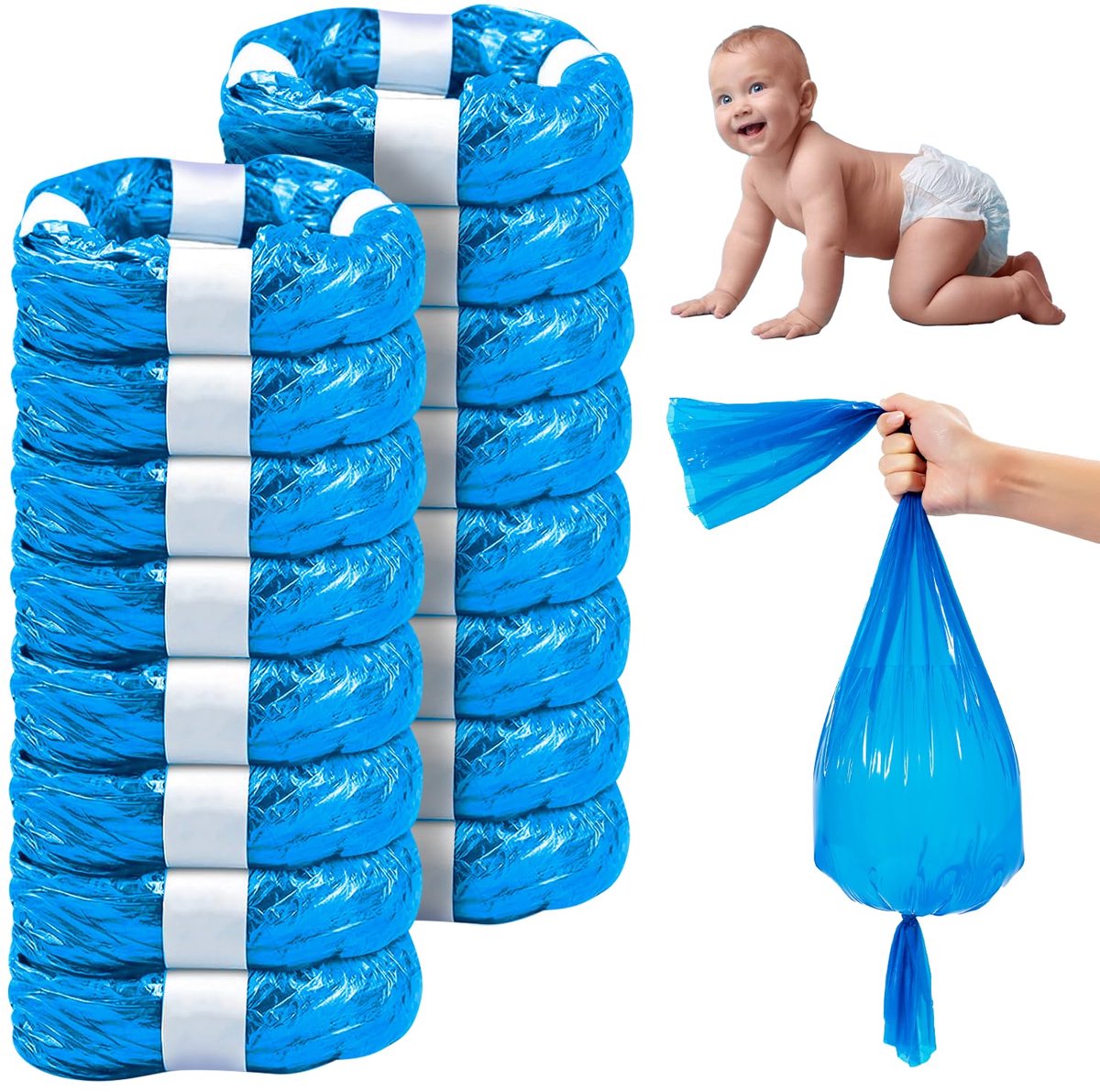 SnelShoppen - My Happy Nappy 16 Geparfumeerde Anti-Geur Navullingen voor Zakjes Compatibel met Diverse Diaper Disposal Systemen - 4,5 Meter Lang