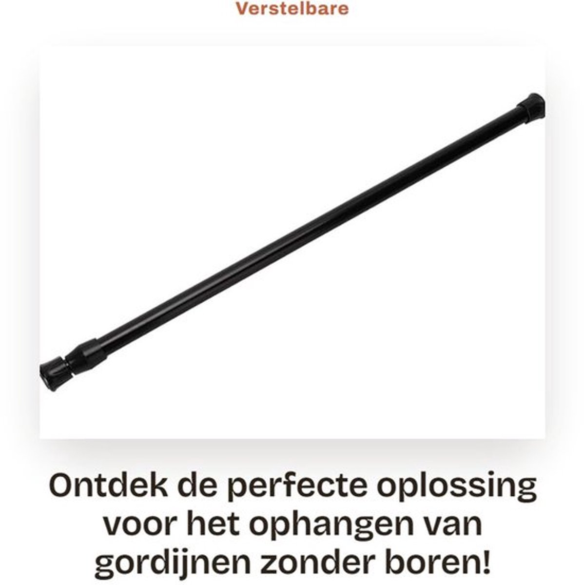 Gordijnroede Verstelbaar - Gordijnroede Zonder Boren - Uitschuifbare Gordijnroede - Spanstang - Antislipvoet - Koolstofstaal