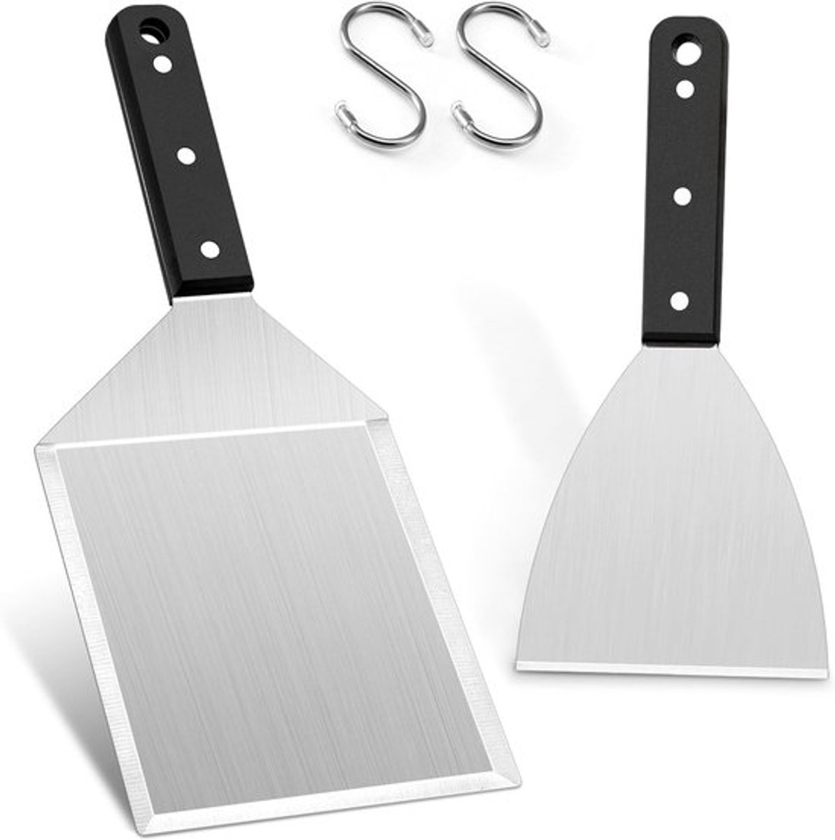 SnelShoppen - Grill Spatula Set RVS 2-delig voor Smash Burger, Gas Grill, Fire Plate en Teppanyaki - Duurzaam en Roestvrij - Perfecte Cadeau voor Mann