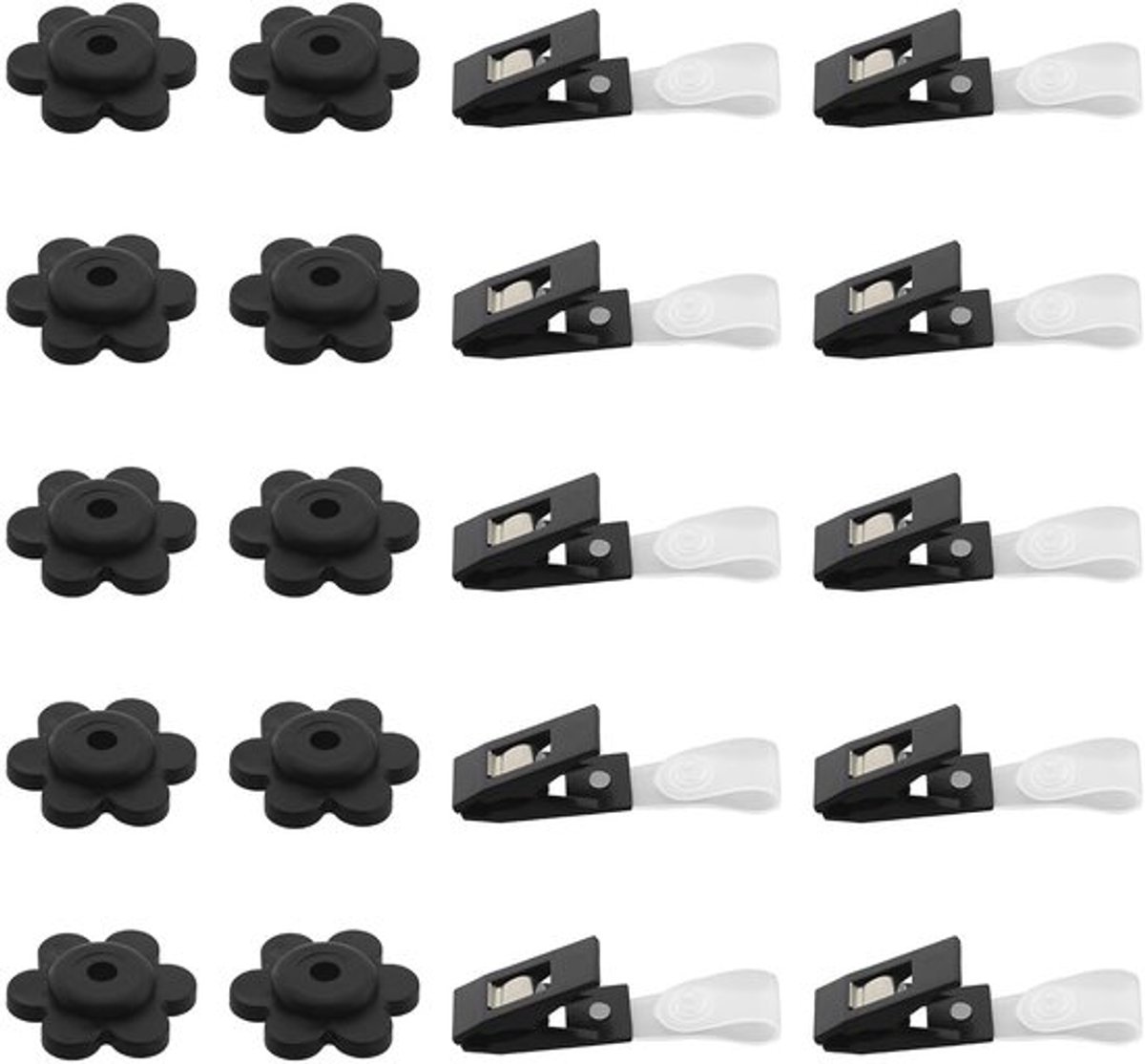 Tuinvlaggen Accessoireset - 10 Rubberen Stoppers - 10 Verstelbare Vlaggenclips - Antiwind Bevestiging - Duurzaam - Zwart - Vlaggenaccessoires