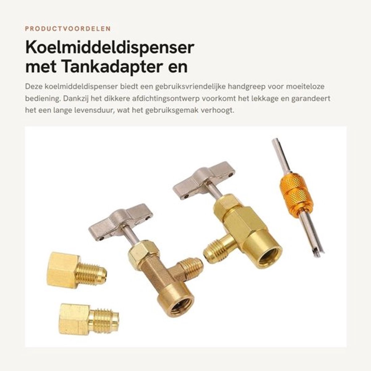Koelmiddeldispenser met Tankadapter en Lekvrije Dispenserklep