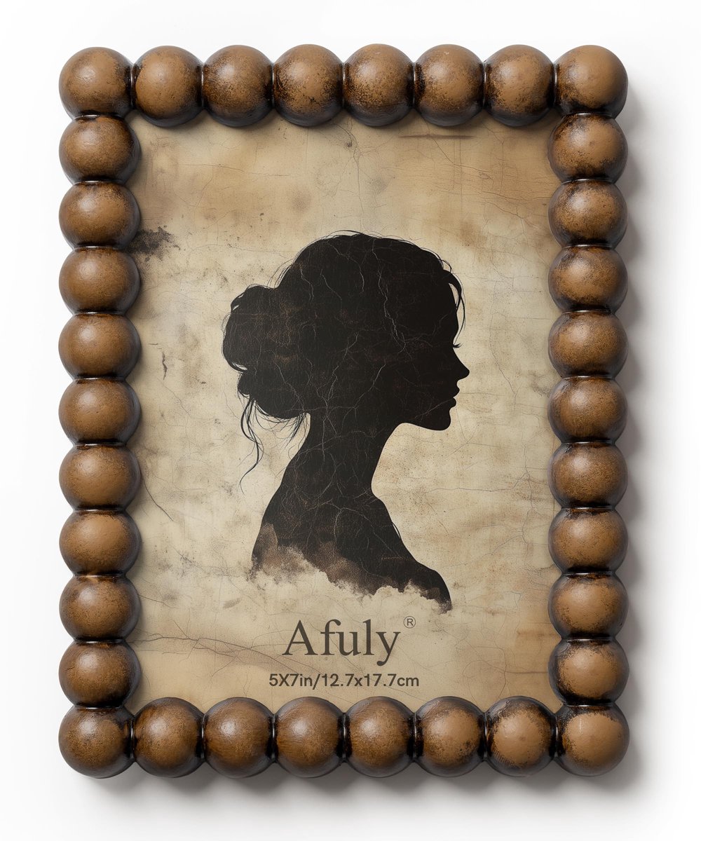 SnelShoppen - Afuly Houten Fotolijst 13 x 18 cm - Vintage Rustiek Foto Frame met Houten Kralen - Perfect voor Wand- en Tafeldecoratie - Kerst- en Verj