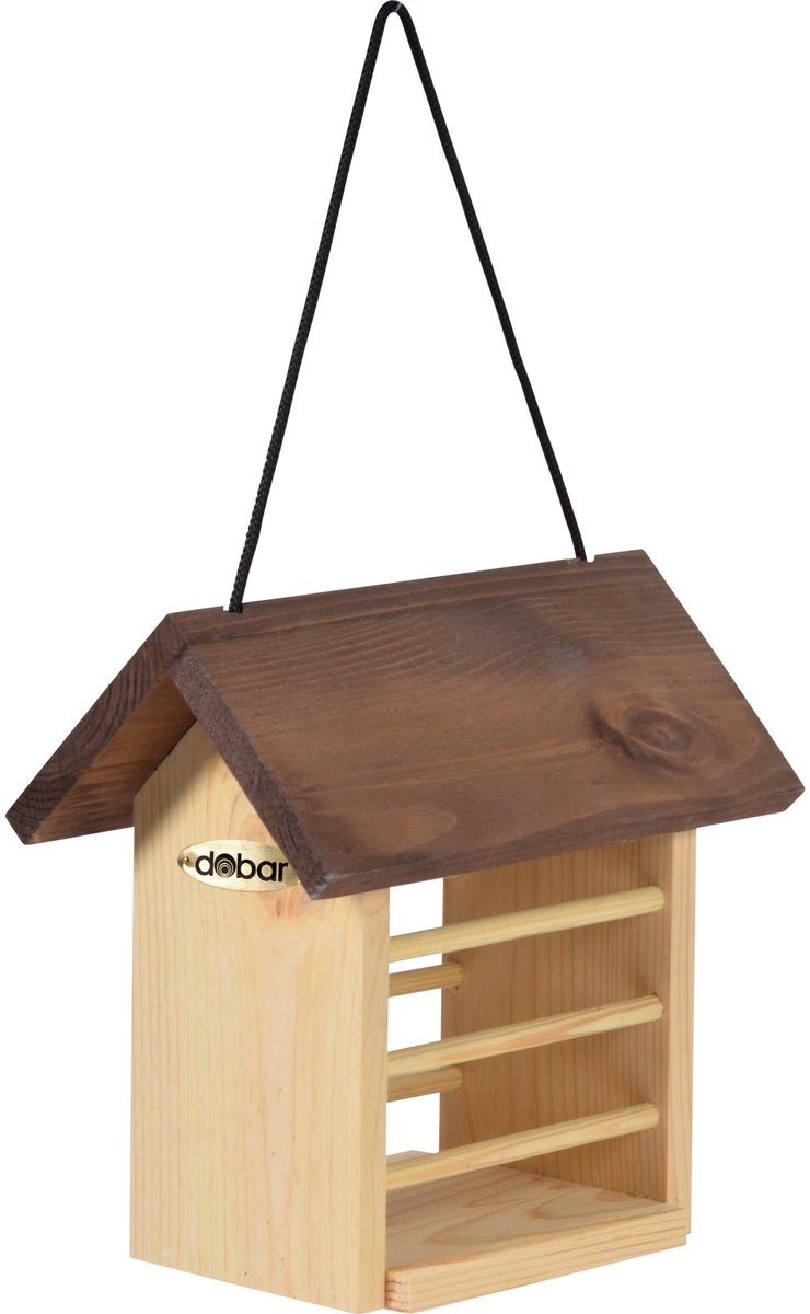 SnelShoppen - Grote Vogelvoederhouder van Robuust Vurenhout - 22x14x21 cm - Ideaal voor Vetbollen - Voederstation voor Wilde Vogels - Tuinaccessoire