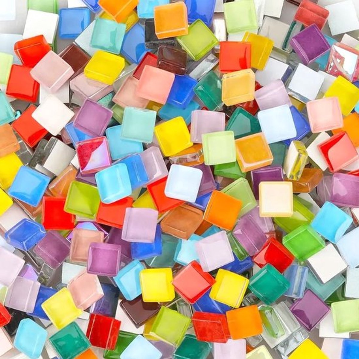500g Mozaïektegels (1x1 cm, ca. 550 stuks) Mozaiekstenen om mee te knutselen, mini mozaiek voor binnen en buiten, badkamer, keuken, woondecoratie, mix kleur