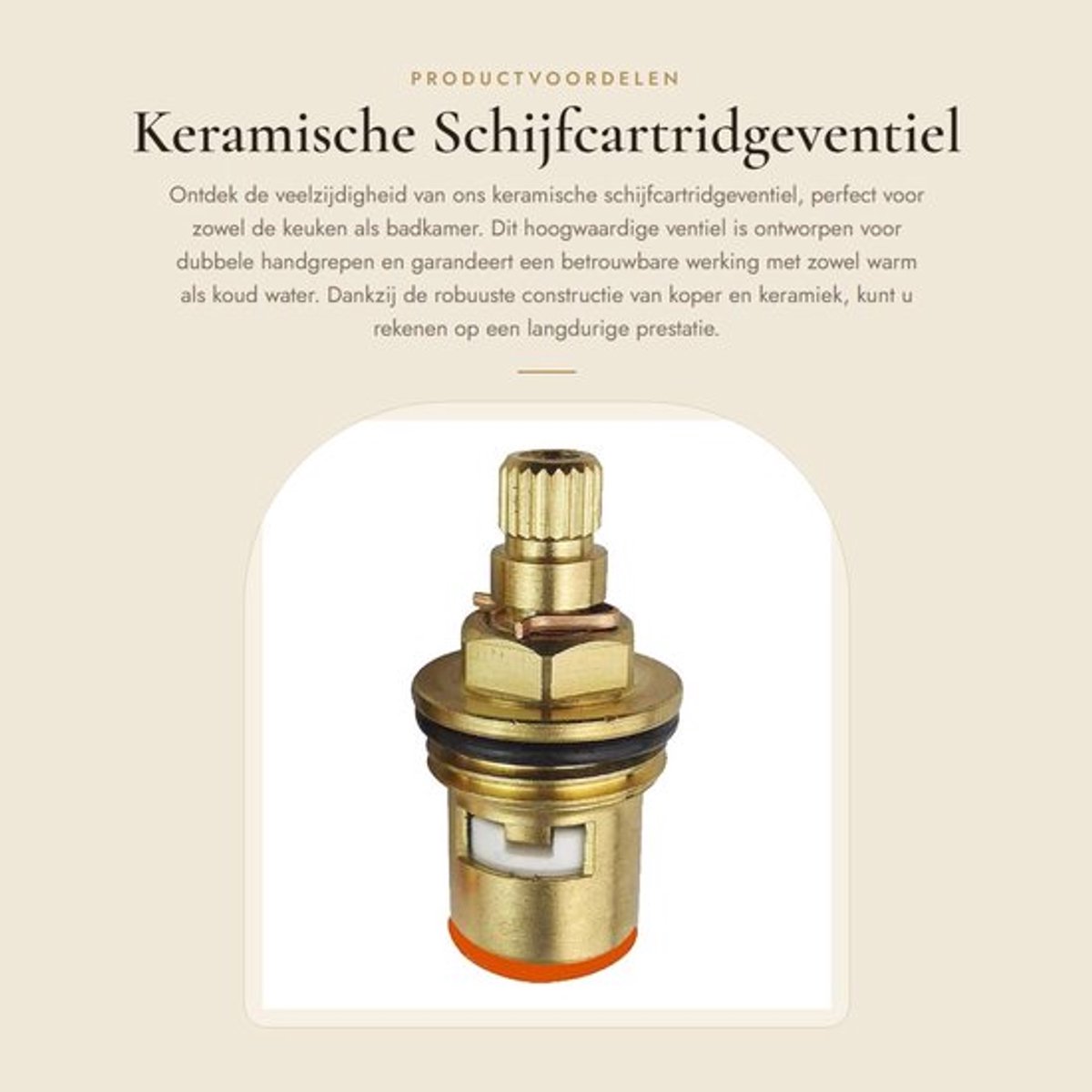 Schijfcartridgeventiel 20 Tanden - Keramisch/Koper - Vervangend Kraanventiel - Geschikt voor Keuken/Badkamer - Rood/Blauw Rubber - Voor Warm/Koud Water