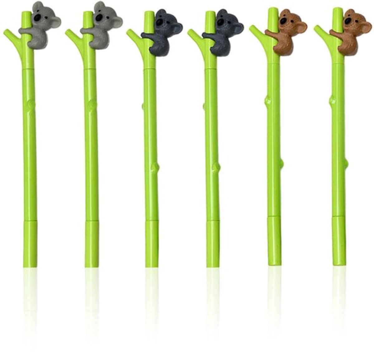 Dierenpen Koala-Vormig - 6 Stuks - Creatieve Pennen - Neutrale Pennen - Lichtgewicht - Duurzaam Plastic - Schrijfpennen