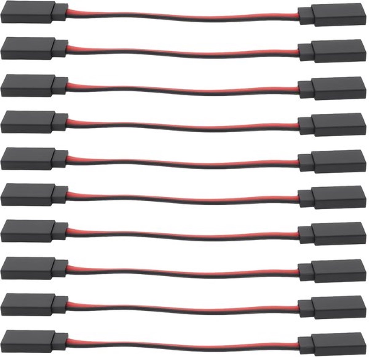 Plug Extension Kabel 10 Stuks - Vrouwelijke naar Vrouwelijke - 10 cm Draadlengte - Compatibel met Futaba JR Connector - Hoogwaardige Constructie - Betrouwbare Verbinding - Servo Kabel