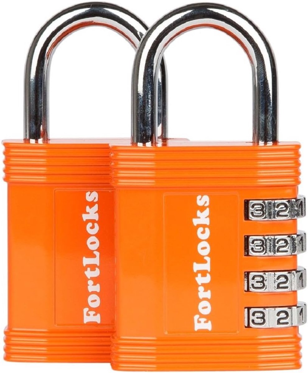 SnelShoppen - 4 Digit Sturdy Lock YF20610B - 2 Pack Oranje - Robuuste Code Hangslot van Hoogwaardig Zinklegering, Roestvrij, Veilig voor Camping, Tuin