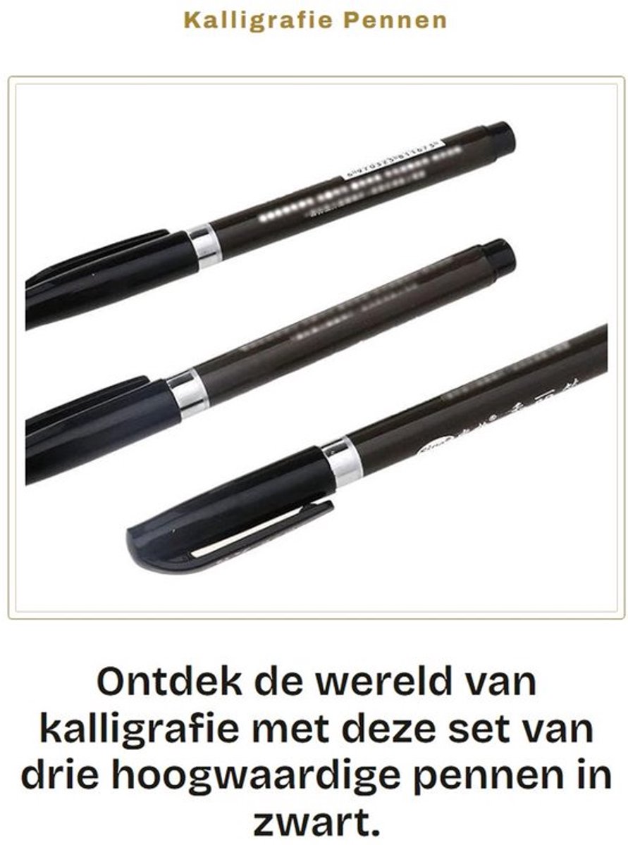 Kalligrafie Pennen 3 Stuks - Zachte Tip - Handlettering - Chinese Kalligrafie - Niet-giftige Inkt - Hoogwaardige Kwaliteit - Schrijfpennen