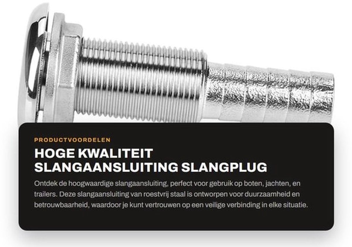 Slangaansluiting 316 Roestvrij Staal - Stekkerslangaansluiting - Marine Slangaansluiting - Voor Booten/Jachten - 3/4 Inch - Hoge Kwaliteit - Aansluiting