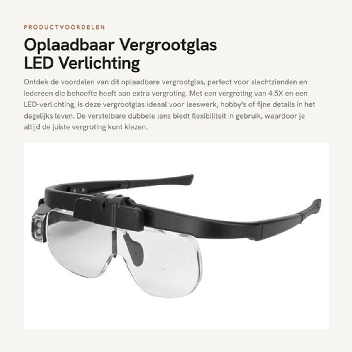 Oplaadbaar Vergrootglas - LED Verlichting - Verstelbare Dubbele Lens - Meerkleurig - Geschikt voor Slechtzienden - Vergroting 4.5X