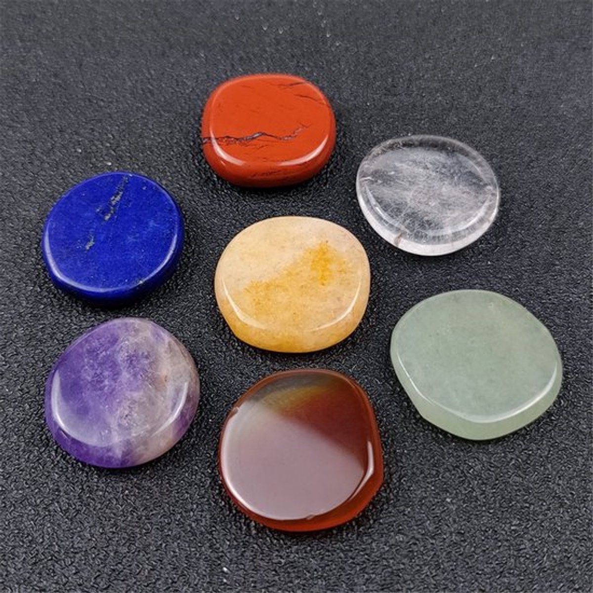 Chakra-stenen Set 7-delig - Gepolijste Kristallen - Helende Stenen - Reiki/Meditatie/Yoga - Onregelmatige Vorm - Healing Crystals