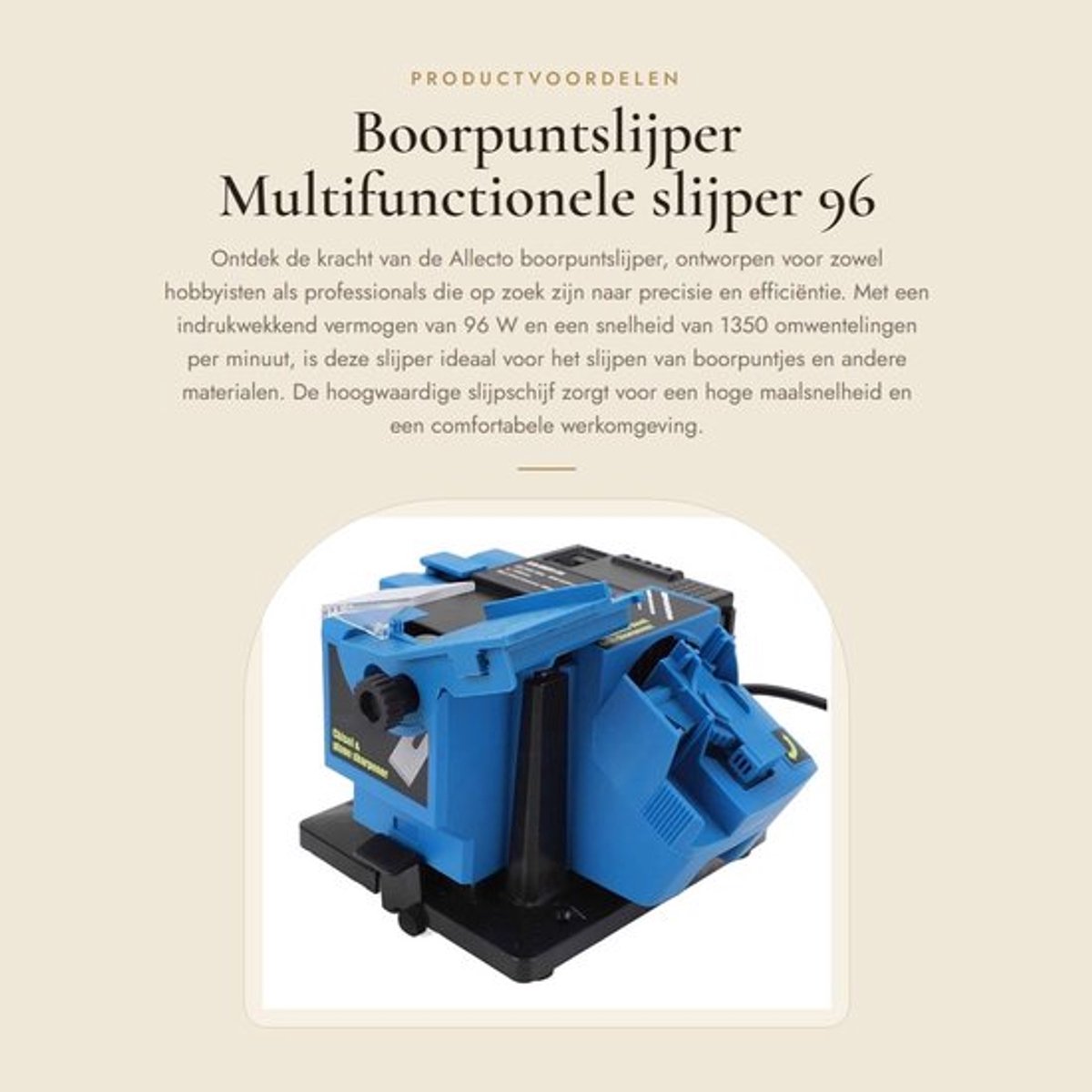 Boorpuntslijper - Multifunctionele slijper - 96 W vermogen - Efficiënt slijpen - Voor precisiewerk - Geschikt voor hobbyisten en professi...