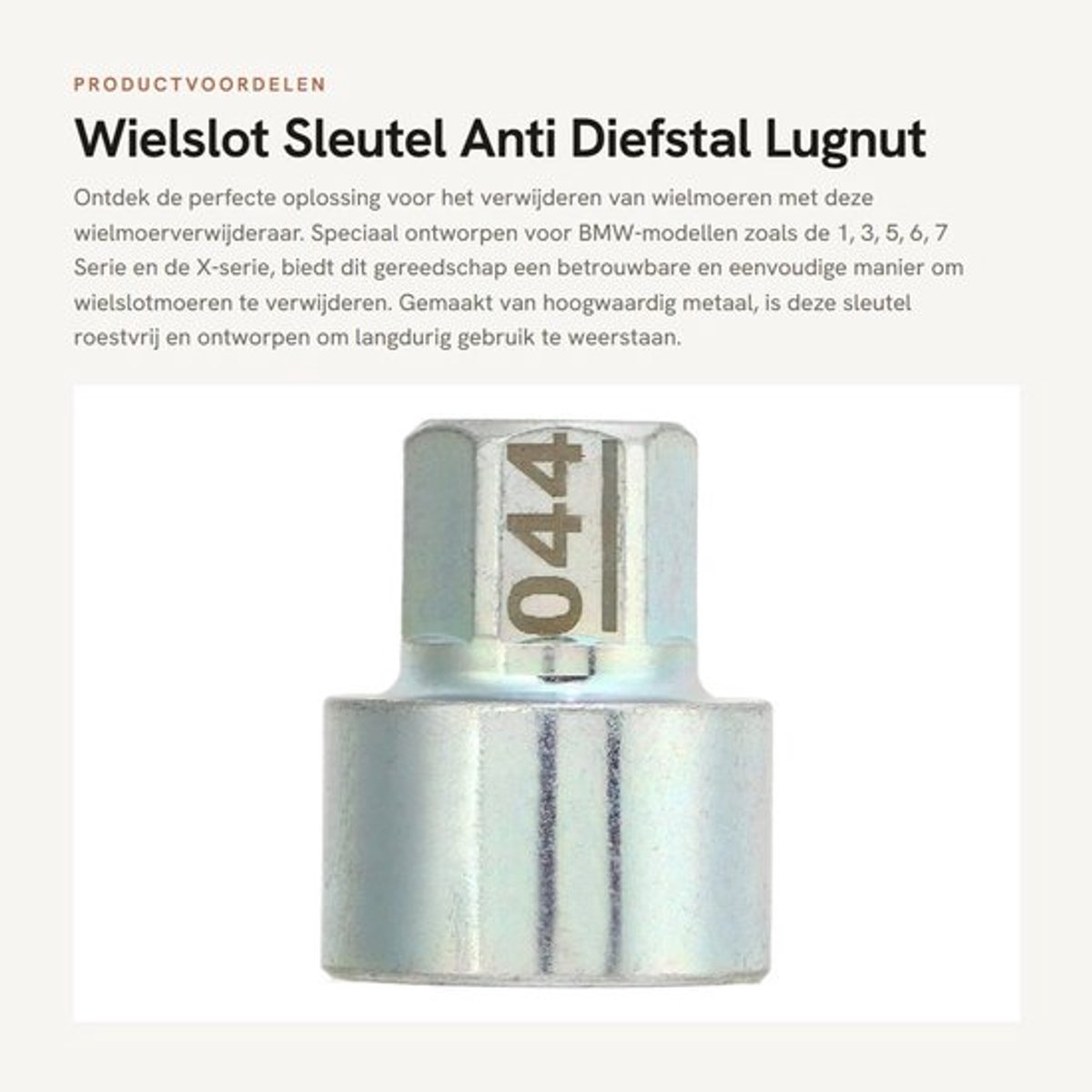 Wielslot Sleutel Anti Diefstal - Wielmoeren M12x1.5 - Vervangingsset voor 1/3/5/6/7 Serie - Hoogwaardige Metaal - Duurzaam en Stevig