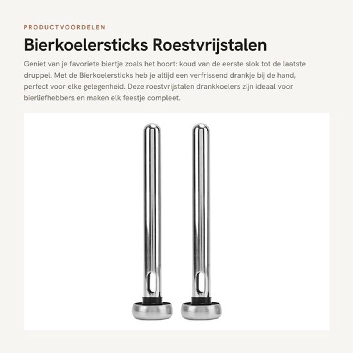 Bierkoelersticks 2 Stuks - Roestvrij Staal - Drankkoeler voor Bier - Uniek Cadeau voor Bierliefhebbers - Houdt Bier Koud - Gemakkelijk te Gebruiken