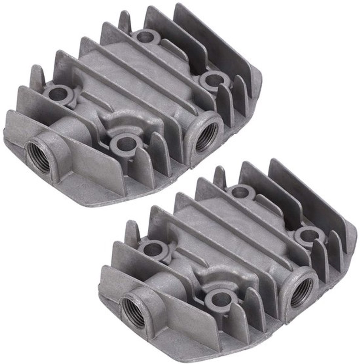 Cilinderkop 2 Stuks - Luchtcompressor - Gegoten Aluminium - Draadspecificatie G3/8 inch - Binnendiameter 16,5 mm - Middengatafstand 48 x 62 mm - Luchtcompressoronderdeel