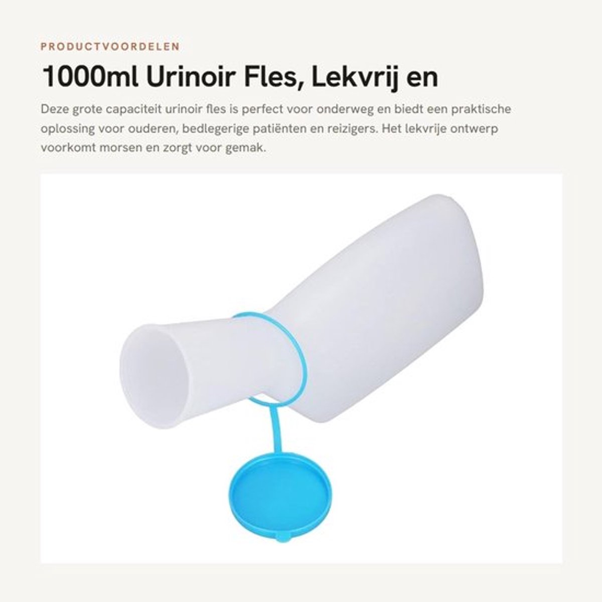 1000ml Urinoir Fles, Lekvrij en Draagbaar voor Reizen