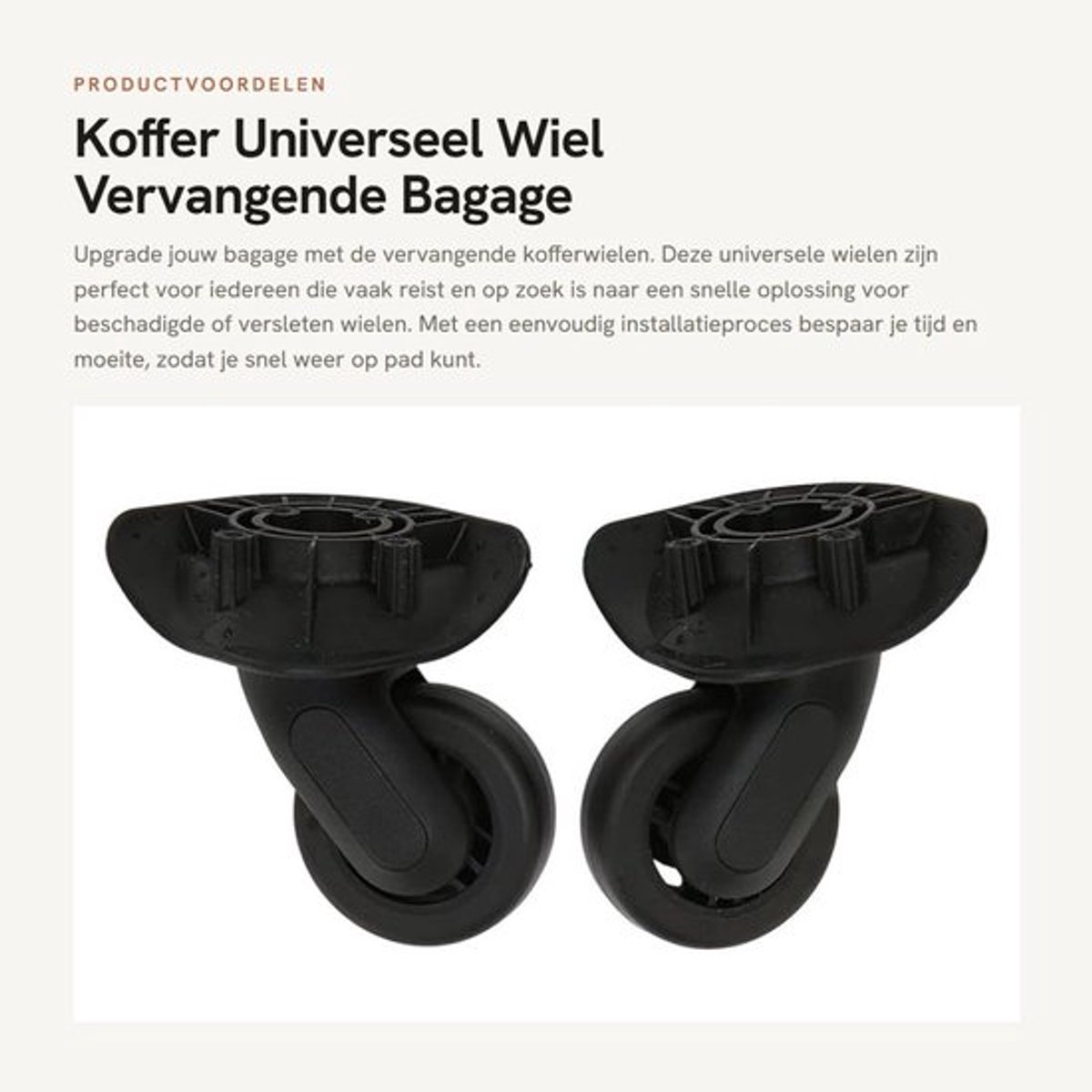 Kofferwielen Vervangset - Eenvoudig te installeren - Hoge flexibiliteit - Antivibratie - Bagage onderdelen - Geschikt voor universele koffers - Bagagewielen
