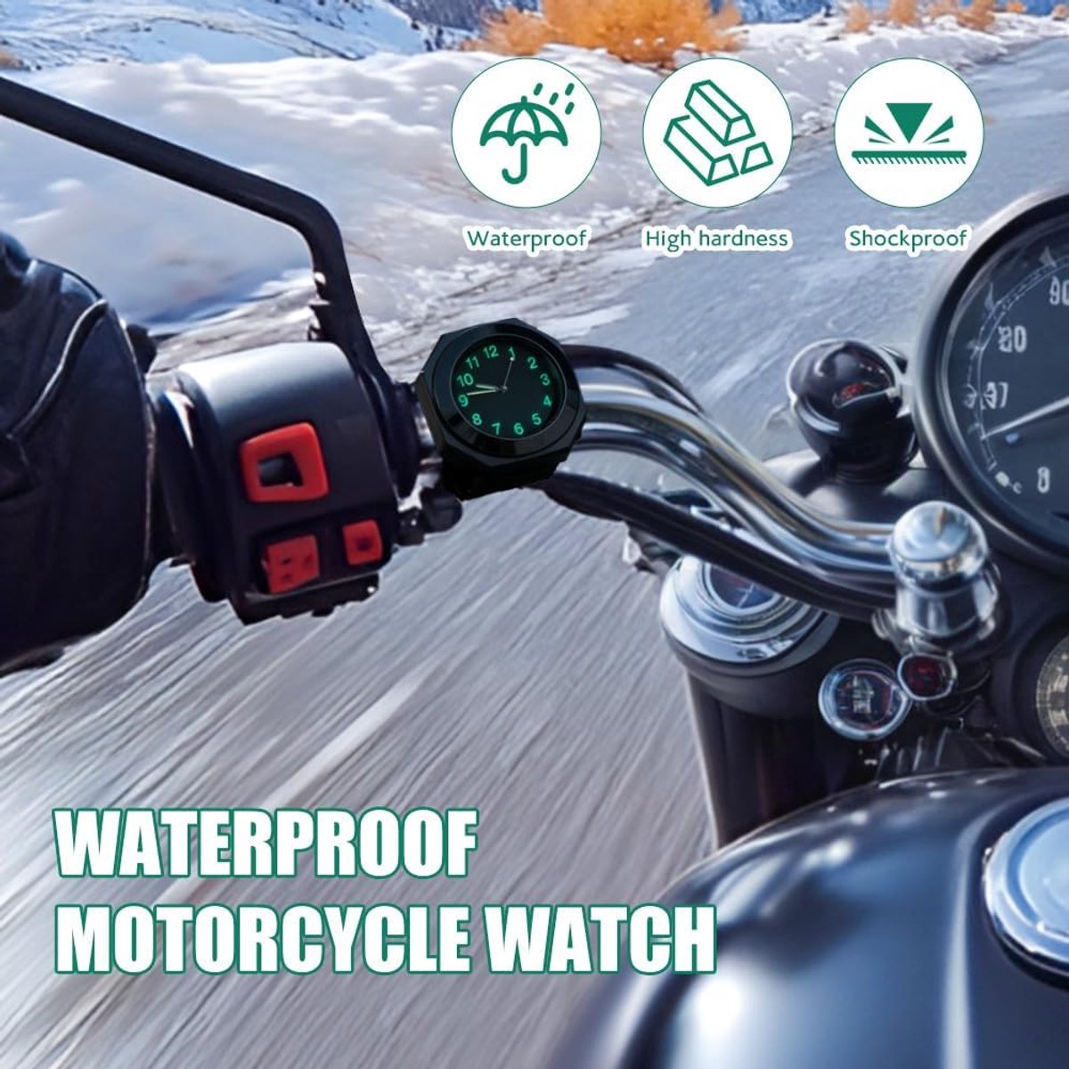 Stuurklok motorfiets waterdicht - aluminiumlegering - met lichtfunctie - ideaal voor fietsen en elektrische voertuigen - ShopVlot