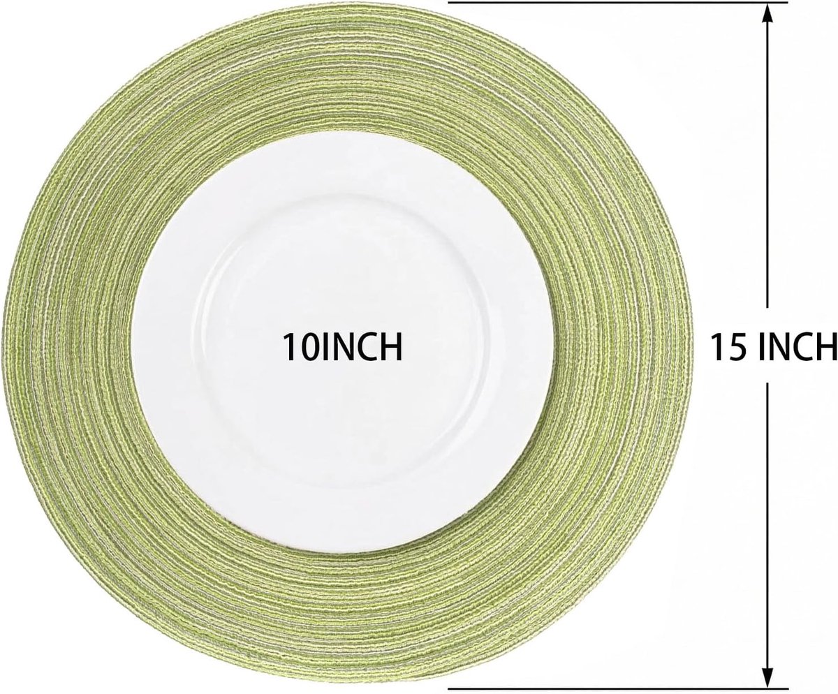 Placemats -Ronde placemats - Hitte bestendig - hittebestendig - vlekbestendig - antislip - wasbaar - 35,5 cm -groente - 6 - delige set