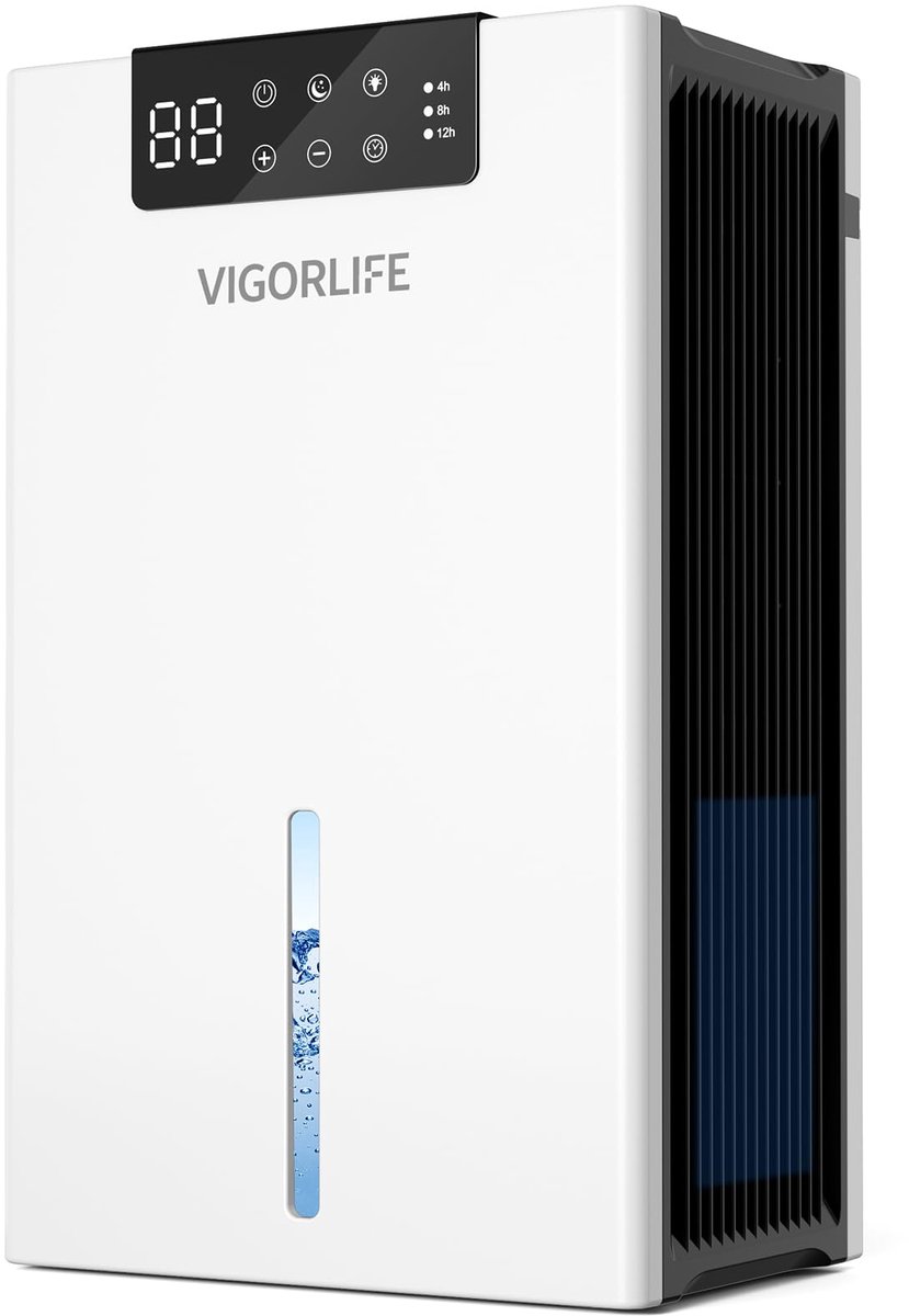 SnelShoppen - Luchtontvochtiger 2800 ml, Stille Elektrische Ontvochtiger met Automatisch Ontdooien, Timer, LED-display en 7 Kleuren, Vochtabsorber voo
