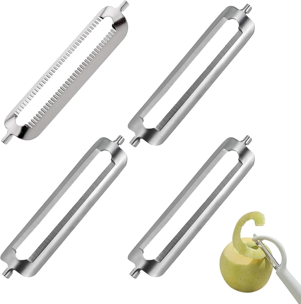 Vervangende Schilmesjes - 4 Stuks Geschikt voor Diverse Schillers, Ideaal voor Groenten en Fruit
