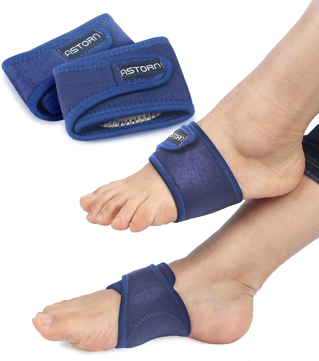 SnelShoppen - Set van 2 Voetpijnverlichting Spalken voor Mannen en Vrouwen, Comfortabele Compressiemouwen met Gelkussens en Hoofdband voor Thuis, Spor