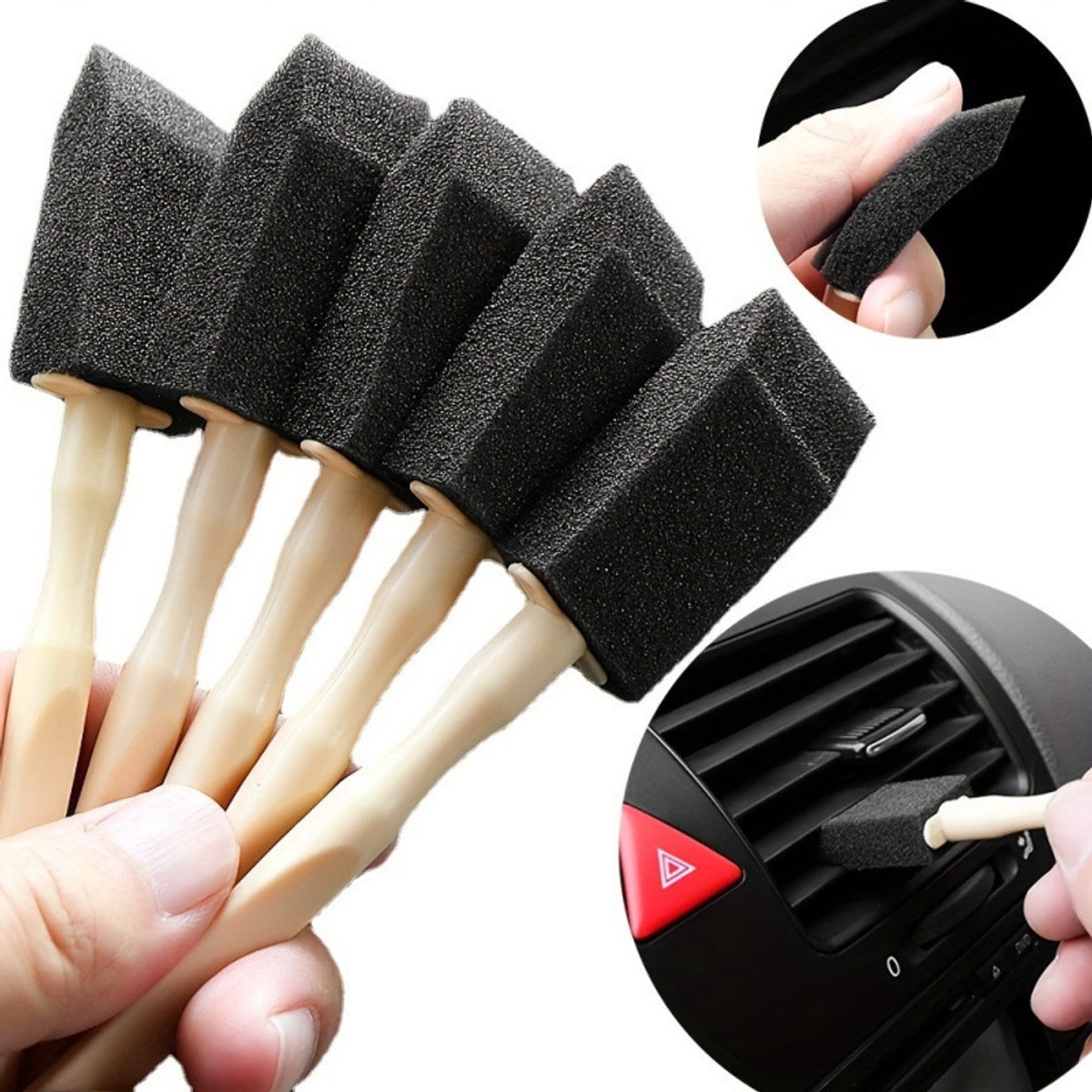 20 stuks-Luchtventilatieborstel - kierenreinigingsborstel - auto-airconditioningborstel - autoventilatieborstel - reinigingsgereedschap - geschikt voor auto's - lamellen - zwart - 14*2,5*1,5 cm
