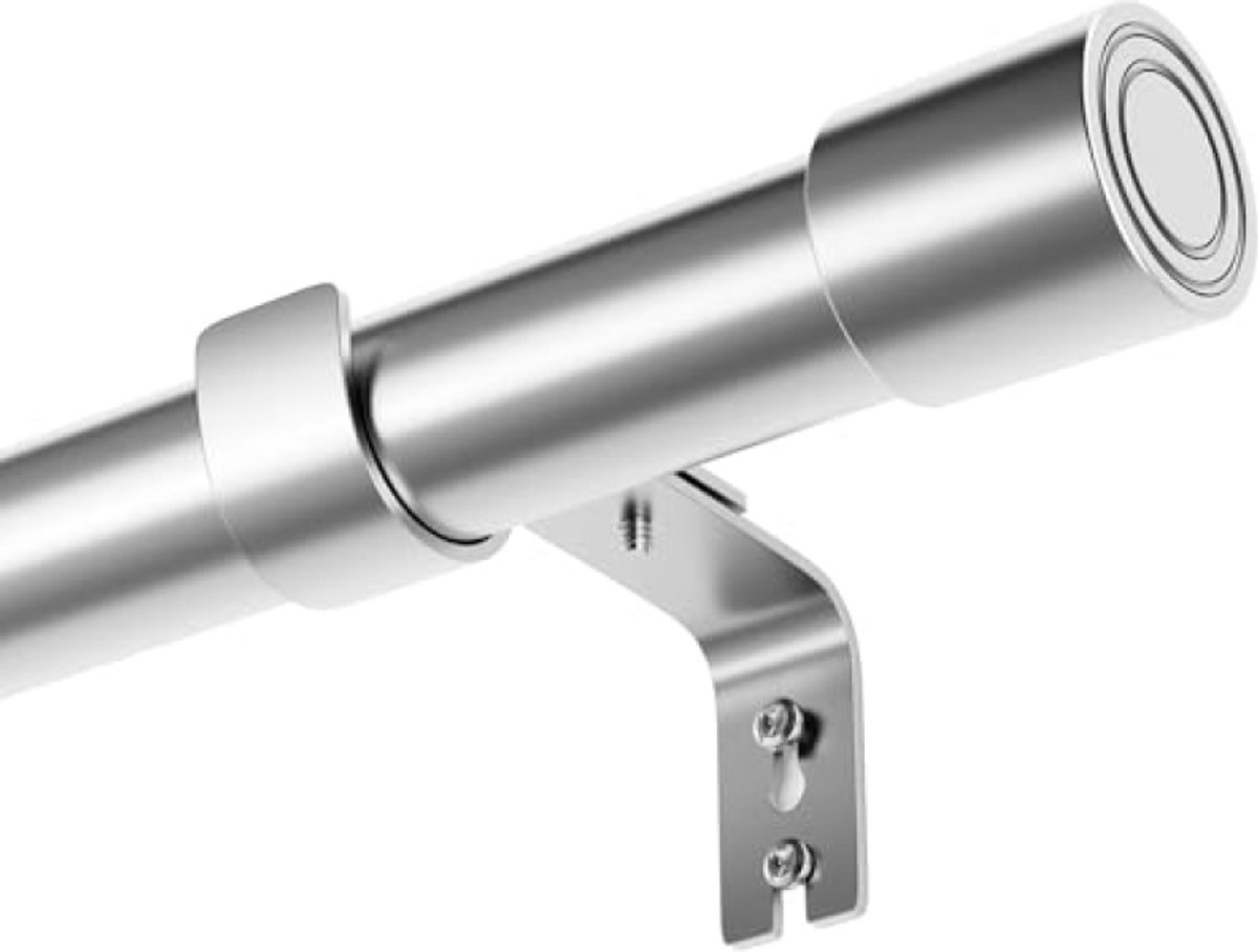 Telescopische gordijnroede zwart met eindstukken, verstelbaar 84-220 cm, tot 10 kg, zware gordijnpaal metaal
