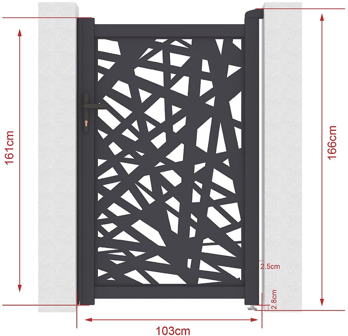Vente-unique Tuinpoort van aluminium met geometrisch patroon in lasergesneden design - B10