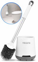 Nevana Luxe Toiletborstel met Houder - WC borstel - Siliconen - WC reiniger - Sneldrogend, hygiënisch en Antibacteriële werking - Inclusief geurvreters - Wit