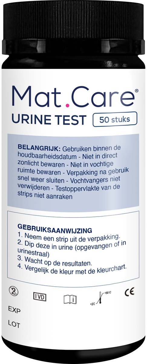 Mat Care Huisdier urinetest 50 stuks in pot - 10 parameters in 1 urine test