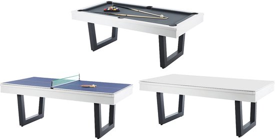 Vente-unique Transformeerbare tafel - Biljart & pingpong - Wit en zwart - L213,4 x D111,8 x H78,5 cm - MELIAN L 213.4 cm x H 78.5 cm x D 111.8 cm van MELIAN — afbeelding 3