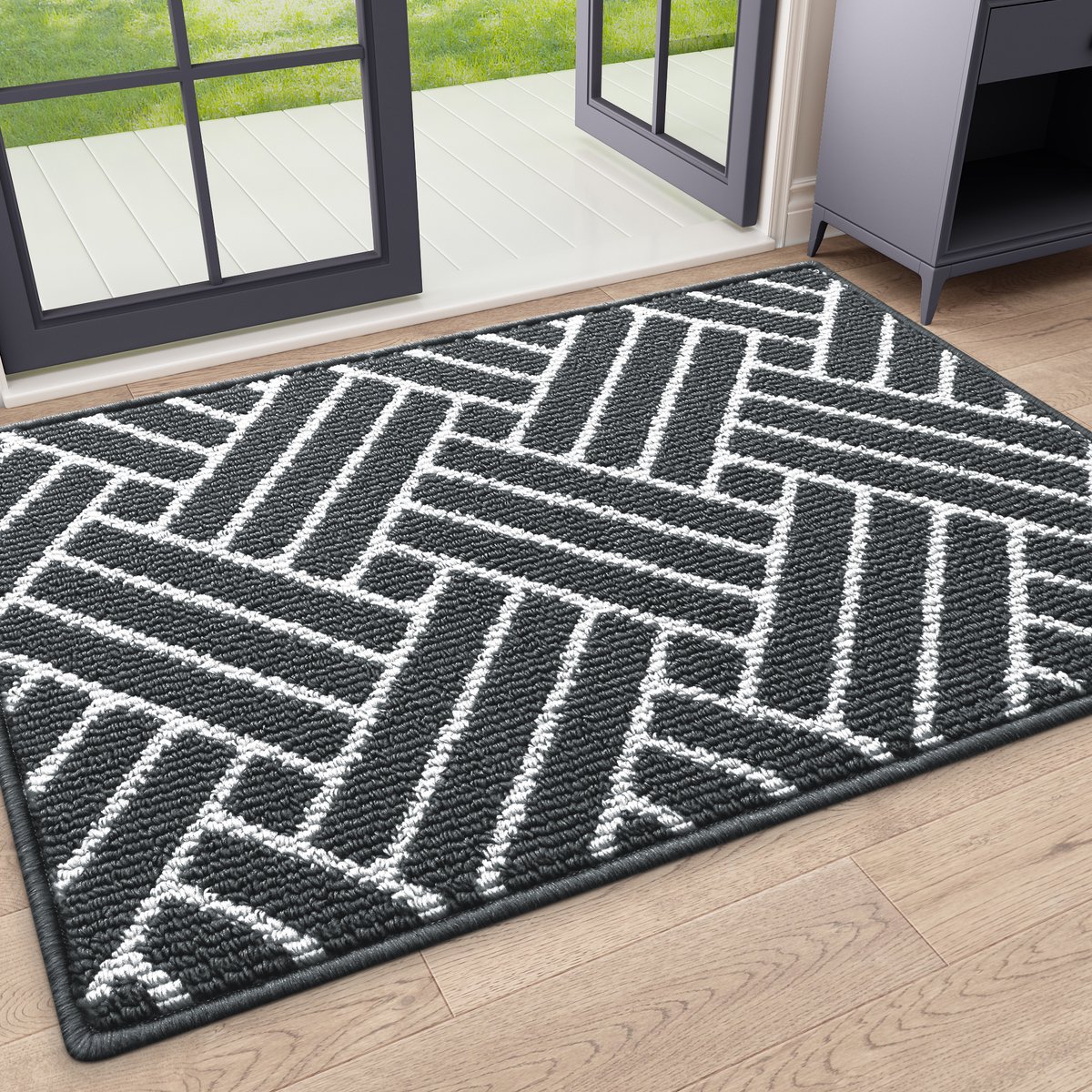 Olanly - Deurmat - Binnenmat - Makkelijk schoon te maken en vuilafstotend - Opname van water en antislip - 50x80 cm - Donkergrijs