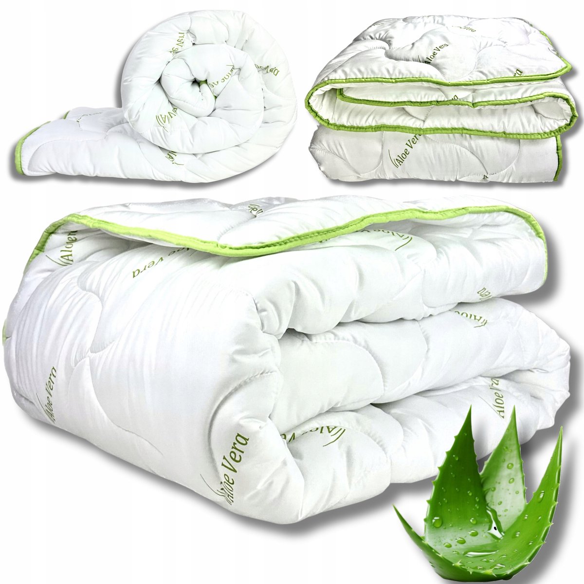 KONEY - Winterdekbed 140 x 200 cm - Aloë Vera - Wit - 300 g/m² - met opbergtas