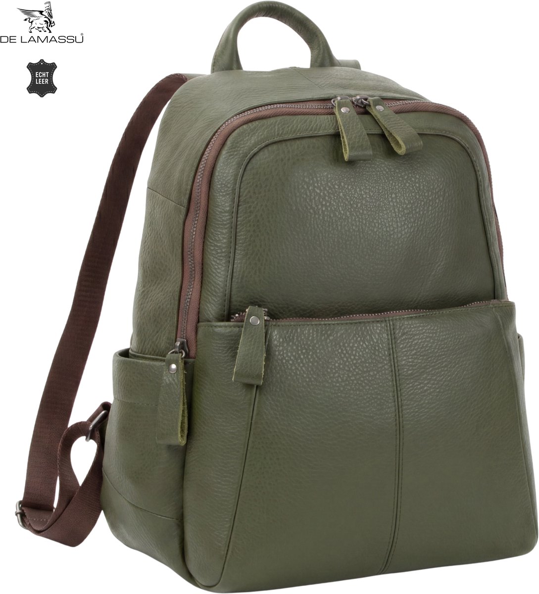 DE LAMASSU® Leren Rugtas Dames Echt Leer Rugzak Kleine Rugtas Schoudertas Werktas Schooltas Reisrugtas Vintage Rugtas