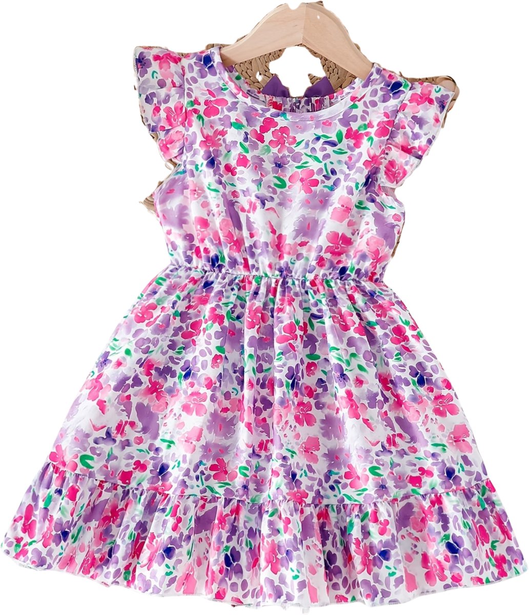 Currero Zomerjurk Meisjes Zomerjurken Kinderen Jurk Meisje Ibiza Stijl Sundress Kinderkleding Donkerviolet 3-4 Jaar Donker Violet
