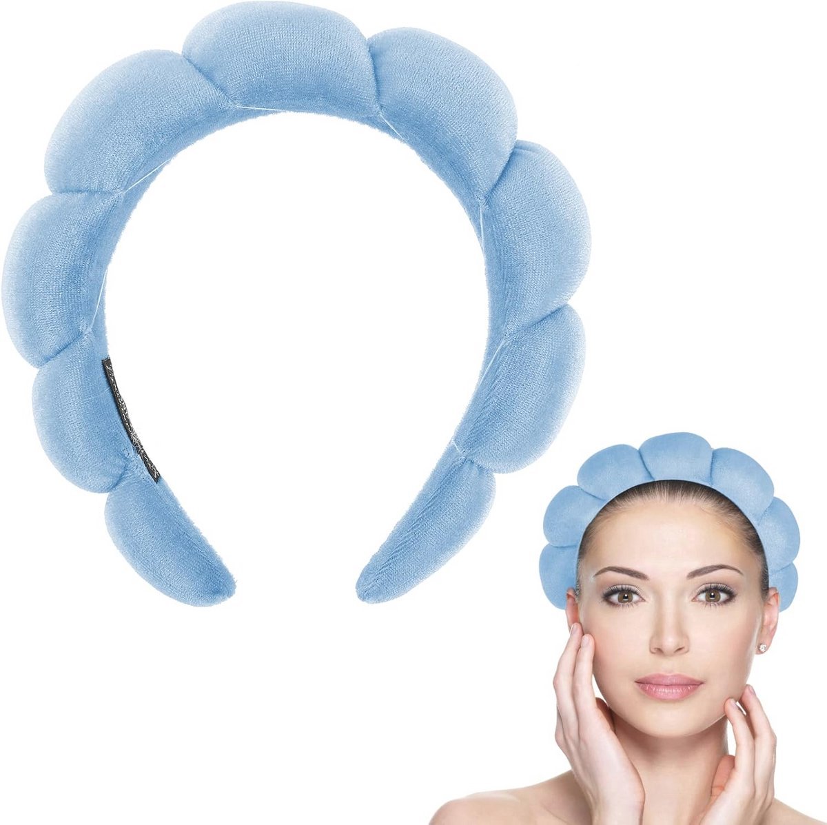 *** Hoofdband voor Gezichtsverzorging make-up - Haar accessoire - Blauw voor vrouwen, tieners en meisjes - badstof zachtheid voor een stralende huid en douche routines - van Heble® ***