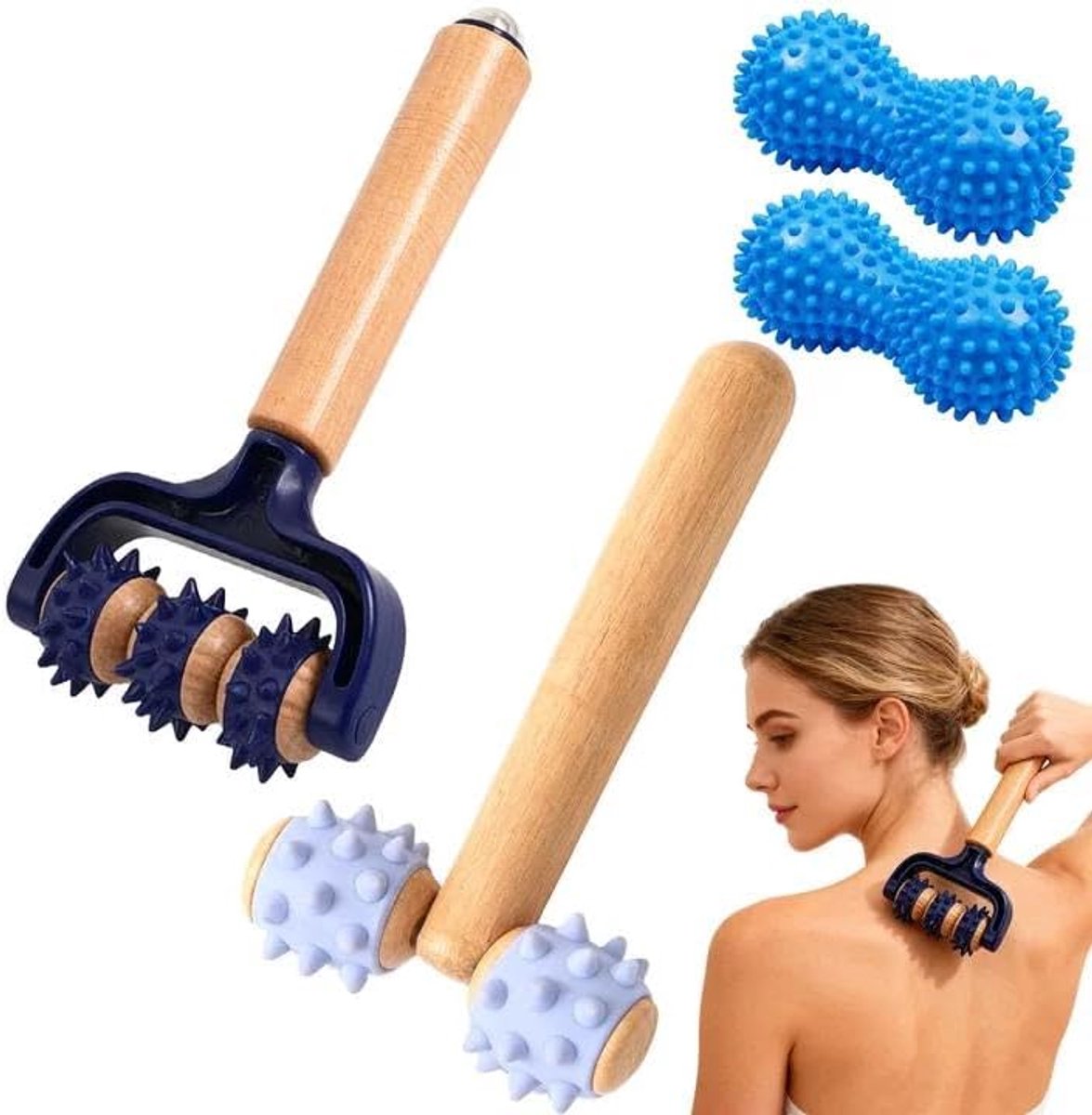 Massage Roller Set 4-in-1 - Met Handvat - Voor Spierpijnvermindering - Veelzijdige Massage voor Lichaam - ShopVlot