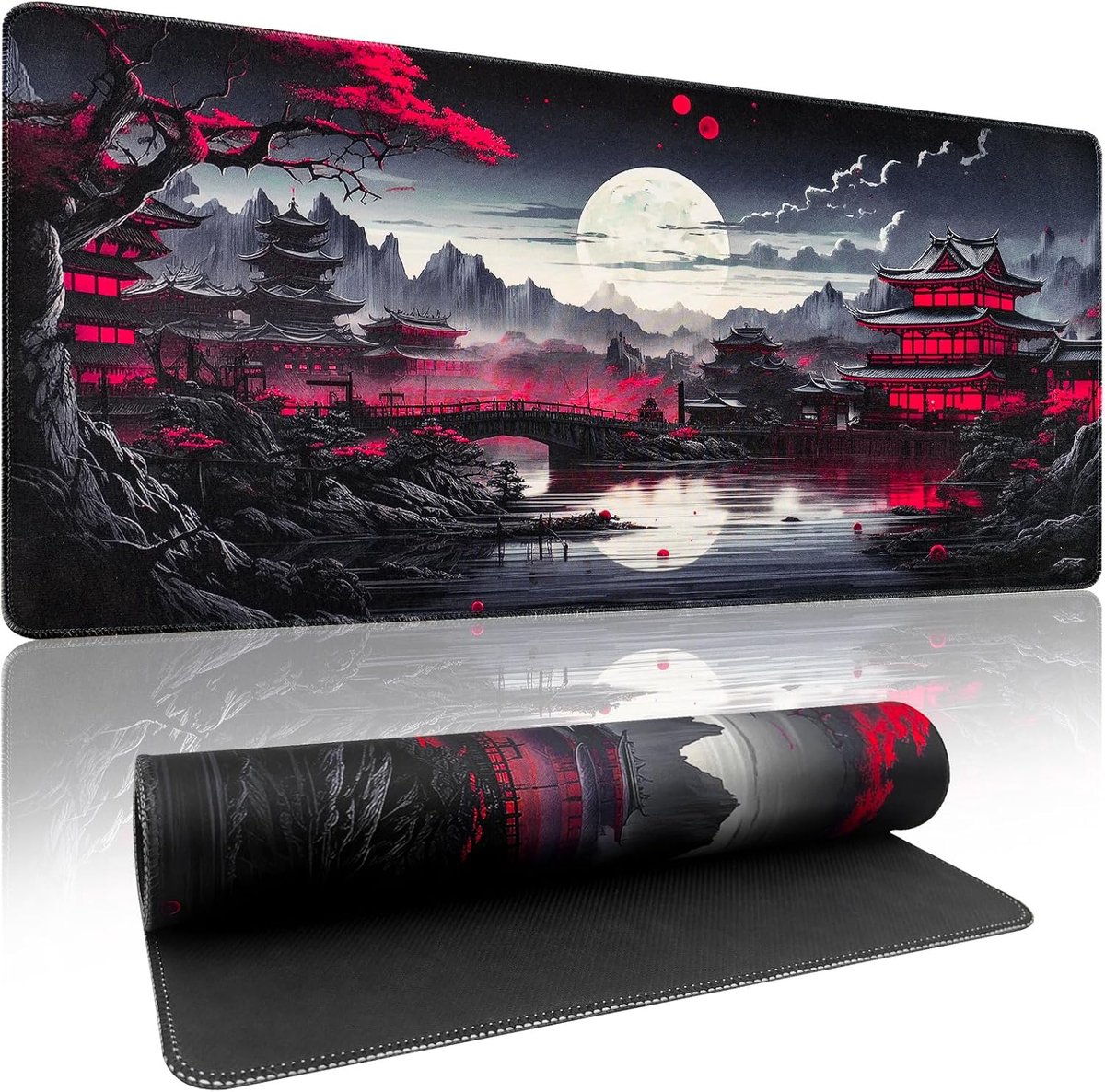 SnelShoppen - XXL Gaming Muismat 1200x600 mm - Zwarte Anime Muismat met Antislip Rubberen Basis - Groot Speed-Opppervlak voor Nauwkeurig Gamen en Werk
