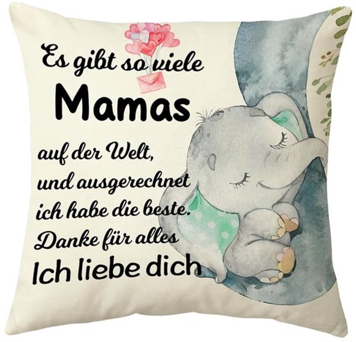 - Kussenhoes - Moederdag Cadeau - Zacht en Ademend - 45 x 45 cm - Liefdevolle Tekst - Geschikt voor Sofa en Slaapkamer - Wit