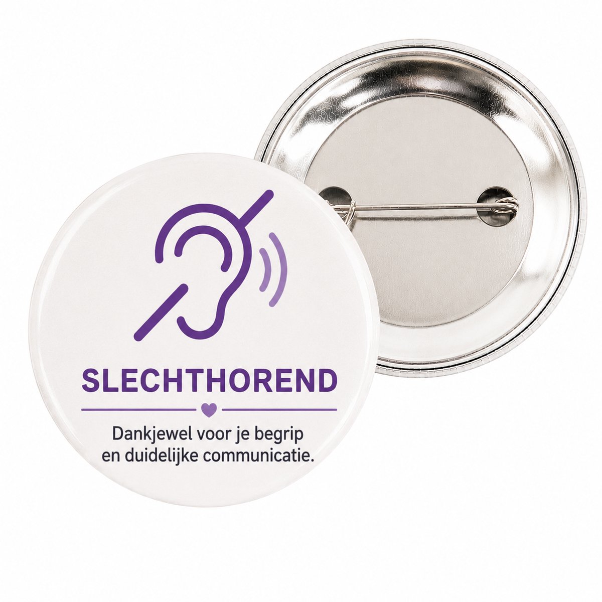 Slechthorend button - Button met speld 56mm 'Ik ben slechthorend'