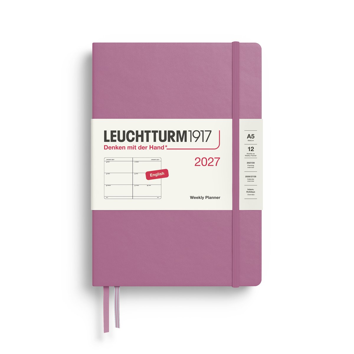 Leuchtturm1917 - 2027 - Agenda - Weekly Planner - A5 Medium 15x21cm - dusty rose - hardcover