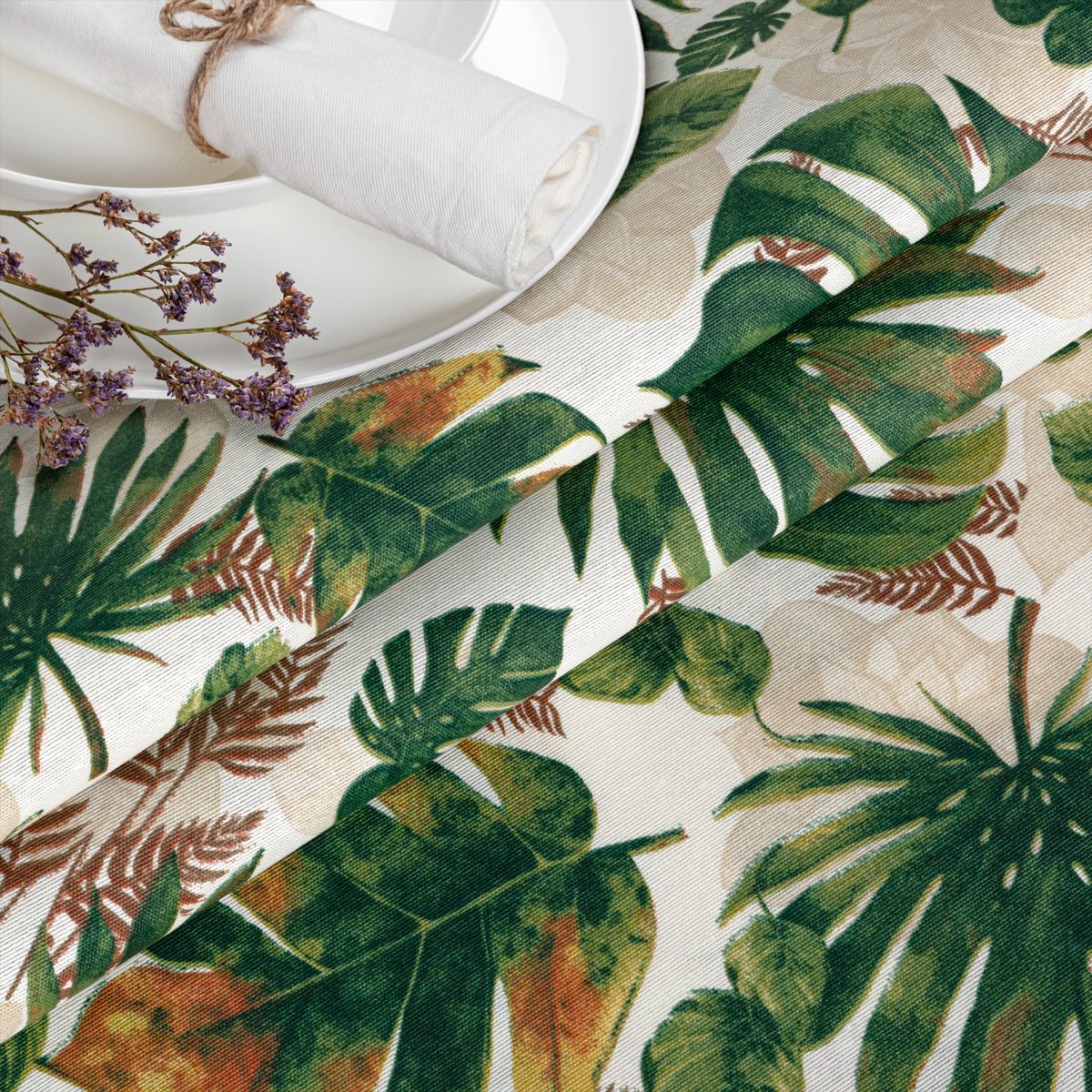 ANRO Tafelkleed Jungle bladeren Meerkleurig Ovaal 260x140cm Rechte rand Afwasbaar Waterafstotend