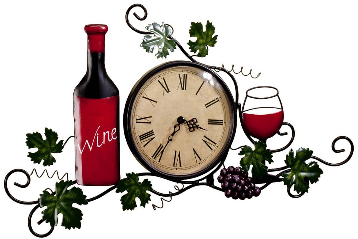 SnelShoppen - Wijnwandklok met Romeinse Cijfers - Decoratieve Klok met 6 ¼ Inch Diameter - Wanddecoratie voor Woonkamer, Keuken en Feestjes - Tijdloze