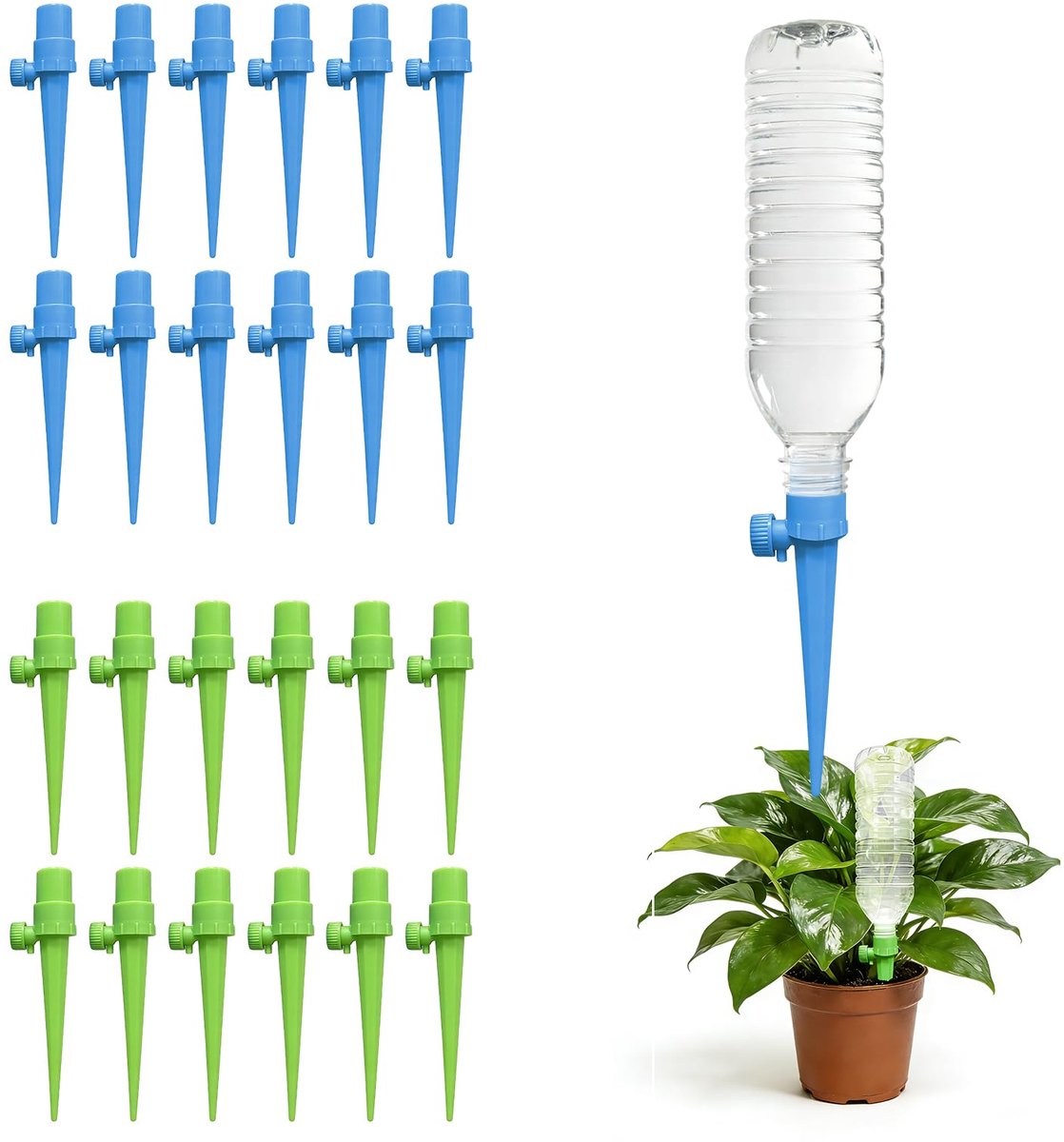 SnelShoppen - Automatische Irrigatieset voor Tuin, Blauw Groen Druppelsysteem met 24 Druppelaars voor Efficiënte Watergift, Perfect voor Planten en Tu