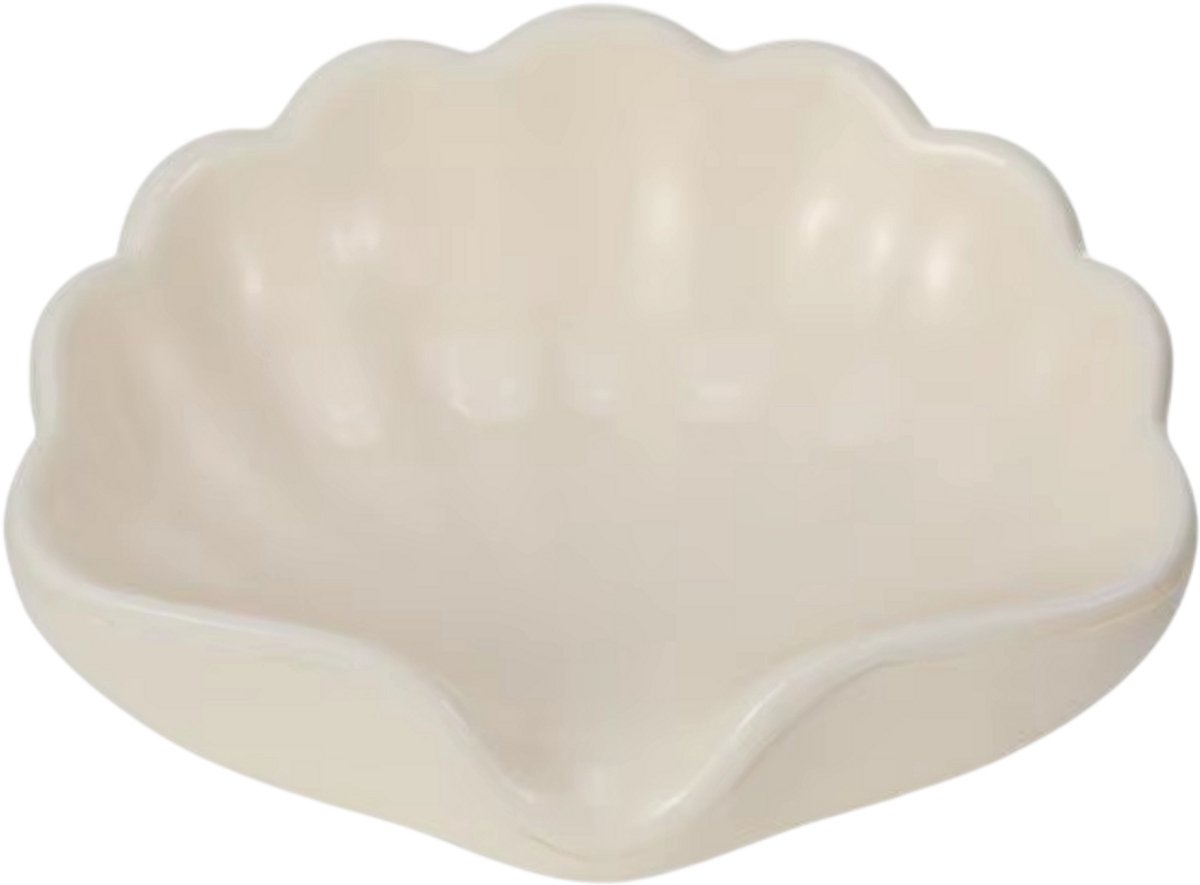 Zeephouder Schelpvorm – Zeepbakje met Drainage – Badkamer Zeepdoos voor Handzeep en Douche, Waterafvoerend Zeepbakje Accessoire - Wit