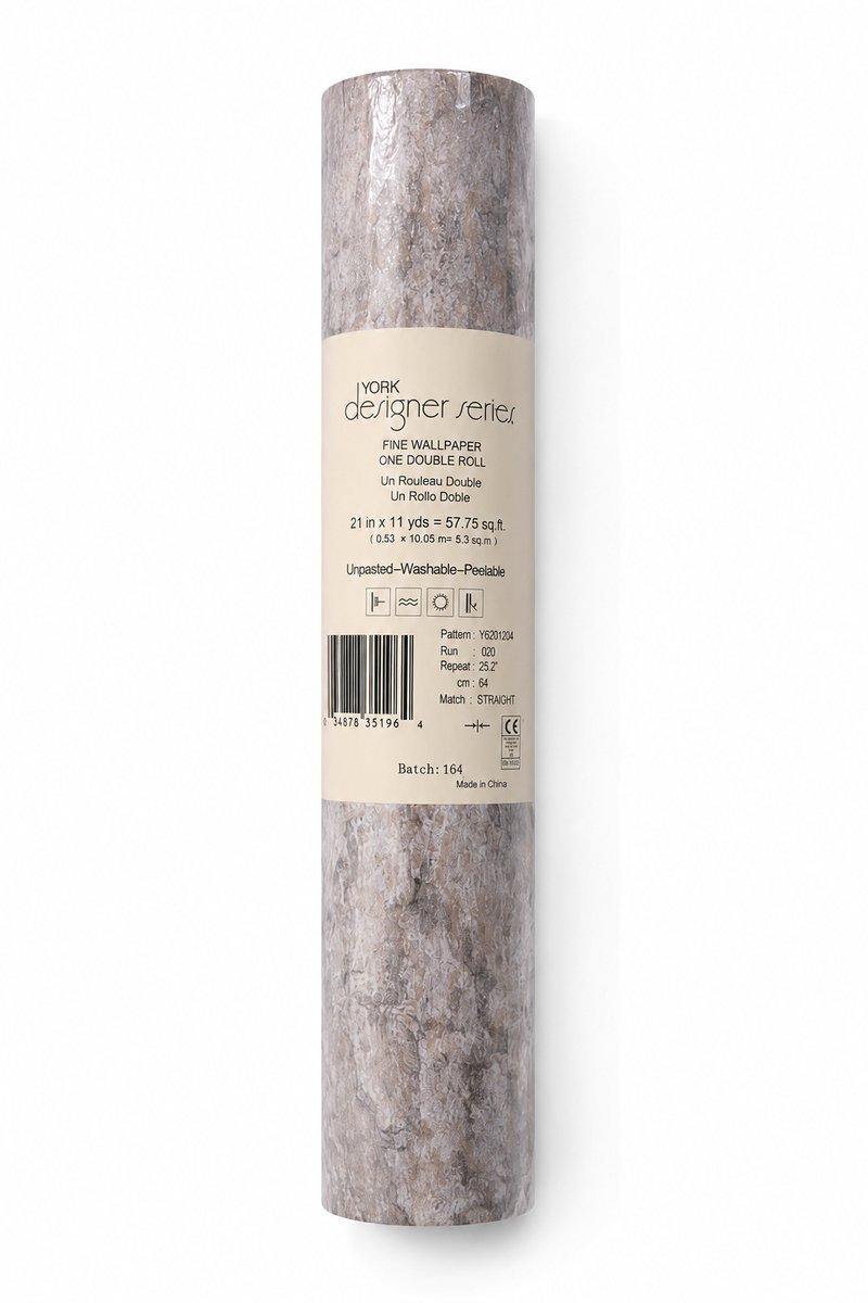York Designer Series Y6201204 Behang – Taupe Grijs – Betonlook – Luxe Structuur – 53 cm x 10,05 m