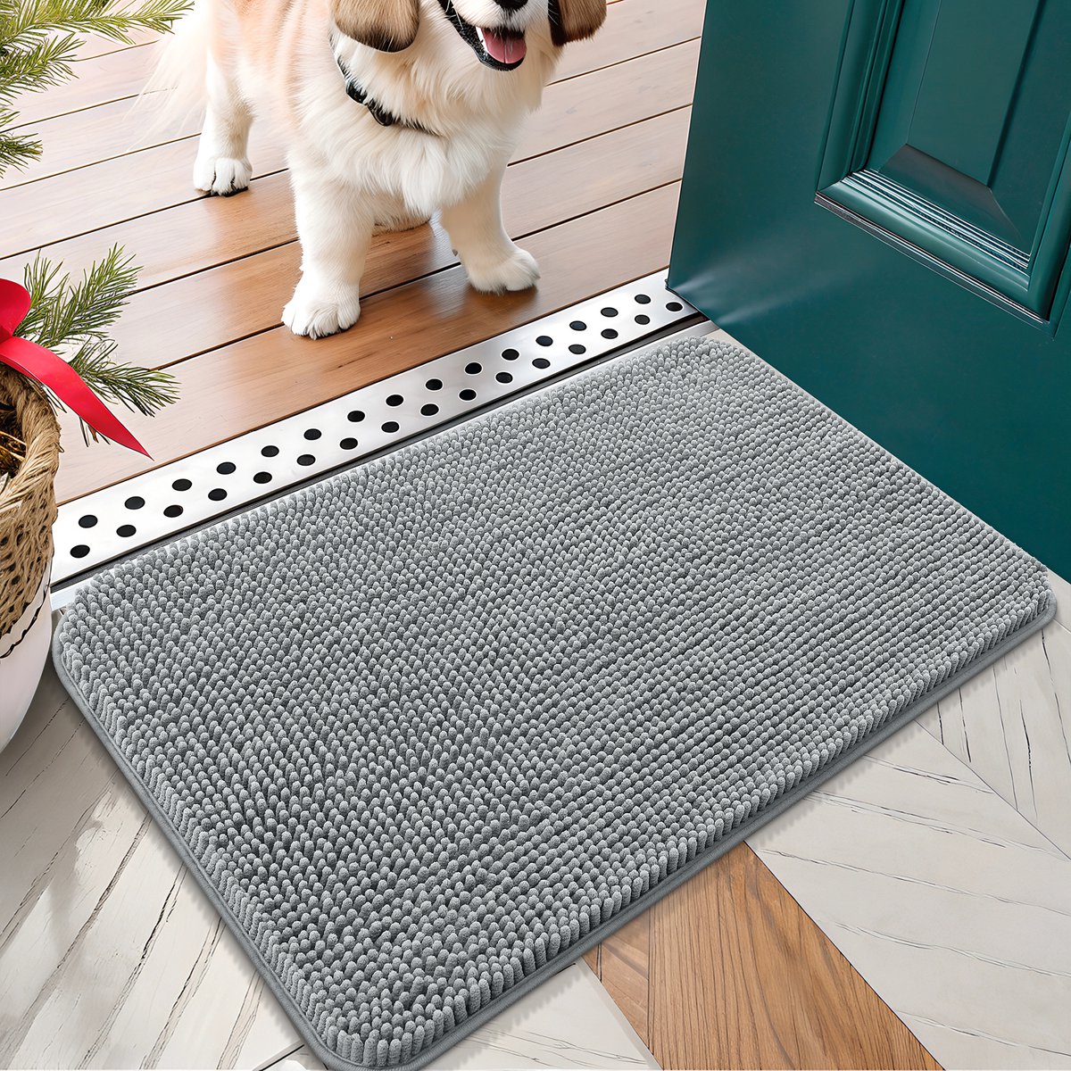 Homaxy - Binnen deurmat - Waterabsorberend en antislip -middelgrijs - 41X61cm