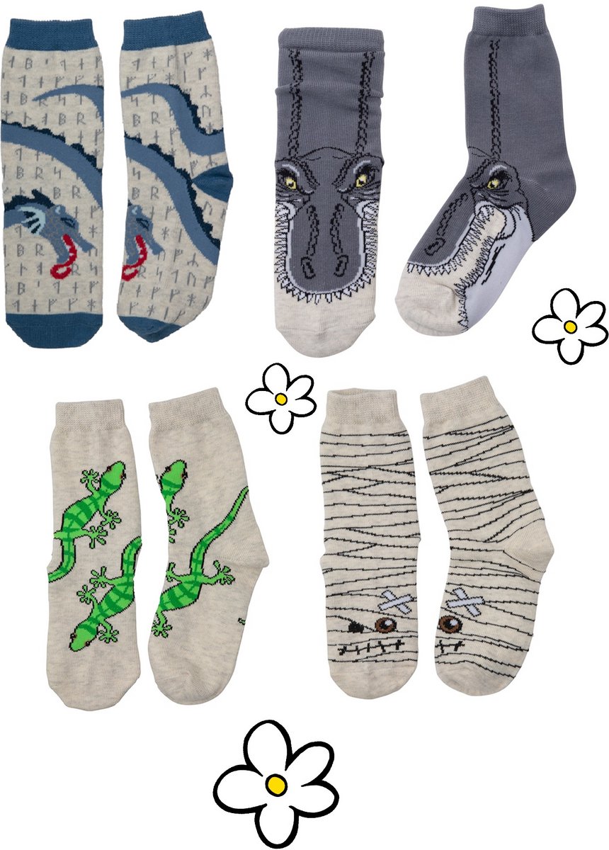 Nature Planet set van 4 stoere kindersokken (100% Oeko-tex gecertificeerd), maat 23-28